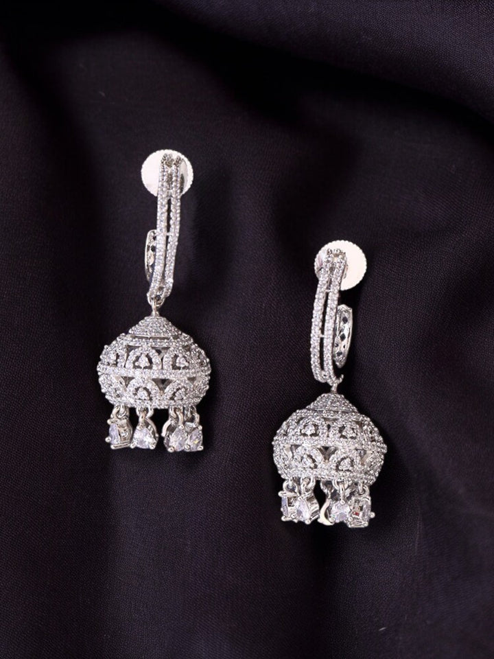 Silver Rivne Zirconia Jhumkis