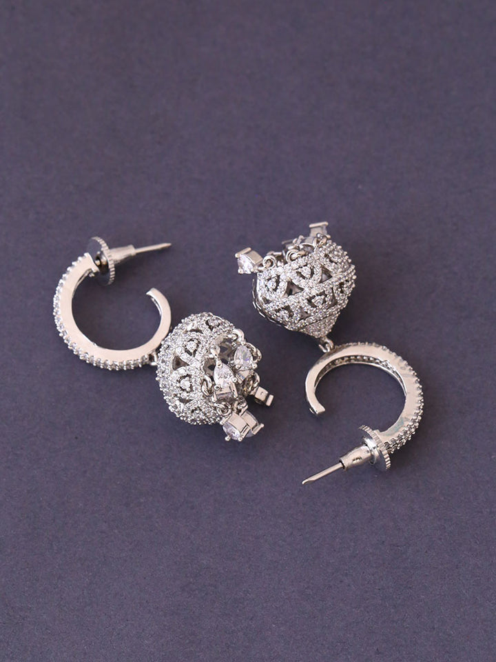 Silver Rivne Zirconia Jhumkis