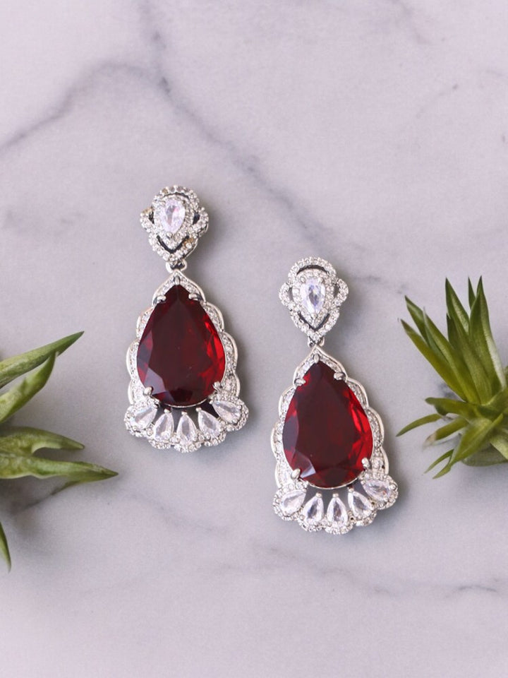 Silver Ruby Albana Zirconia Danglers