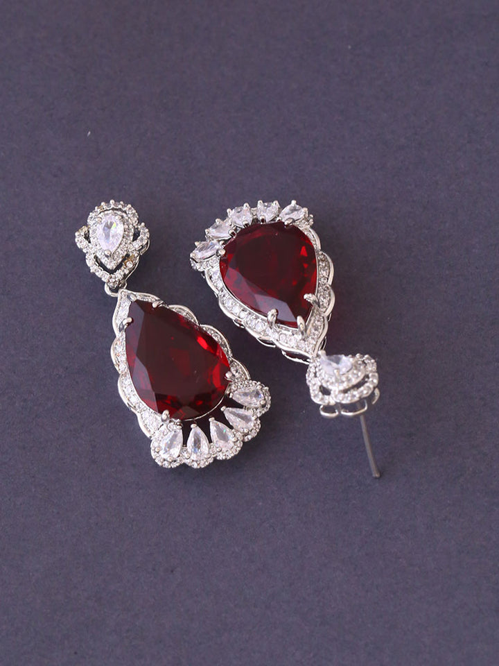 Silver Ruby Albana Zirconia Danglers