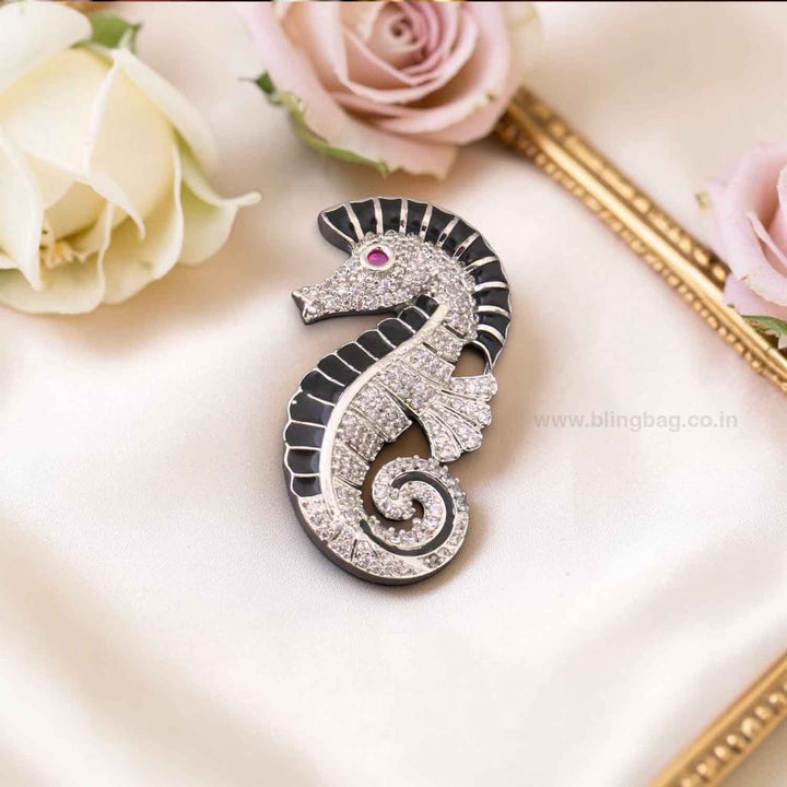 Silver Seahorse Charm Brooch