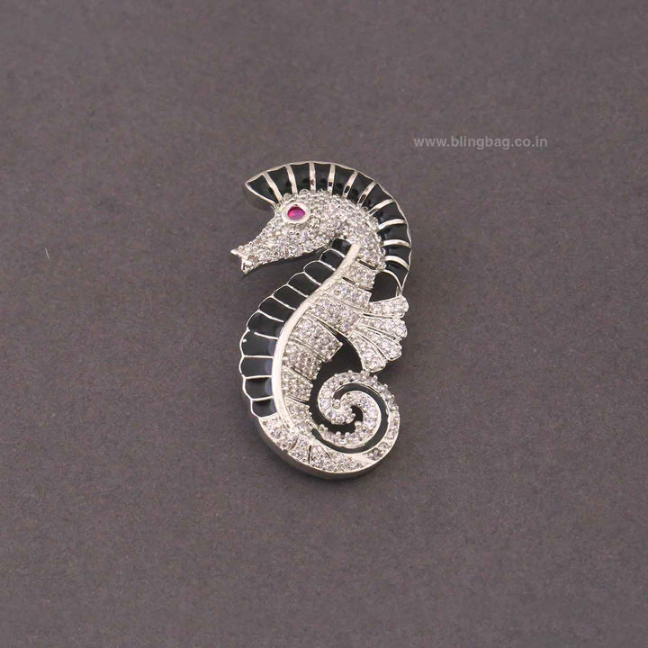 Silver Seahorse Charm Brooch