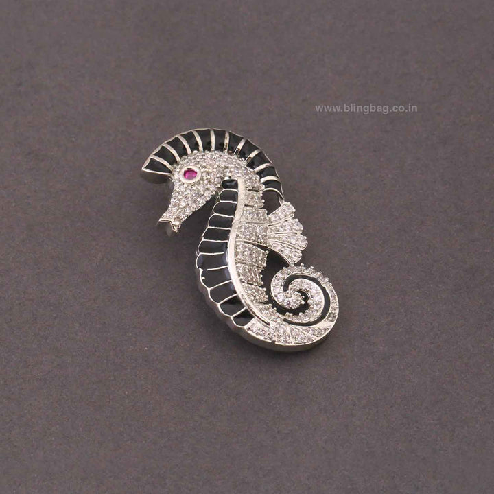 Silver Seahorse Charm Brooch
