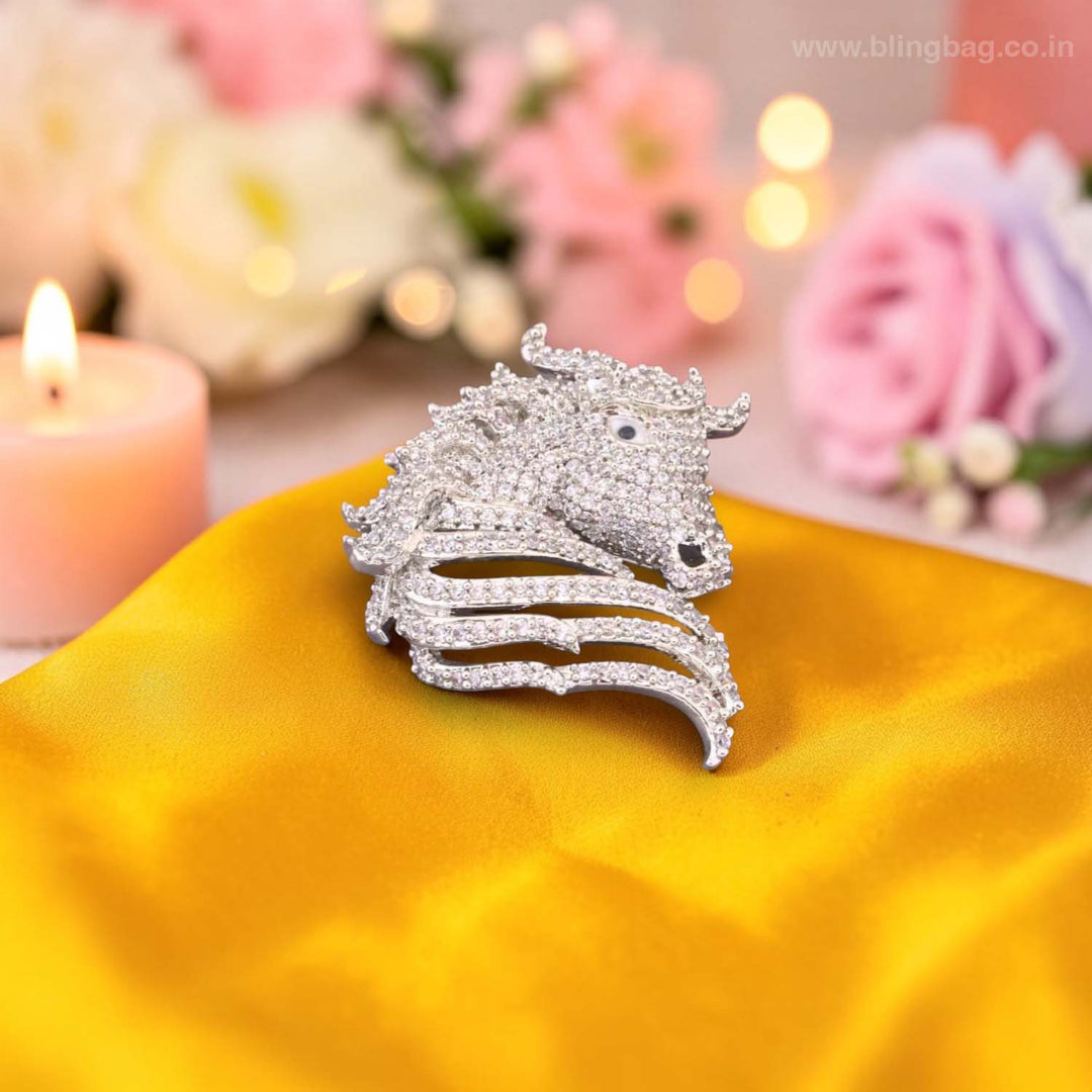 Silver Stallion Horse Brooch