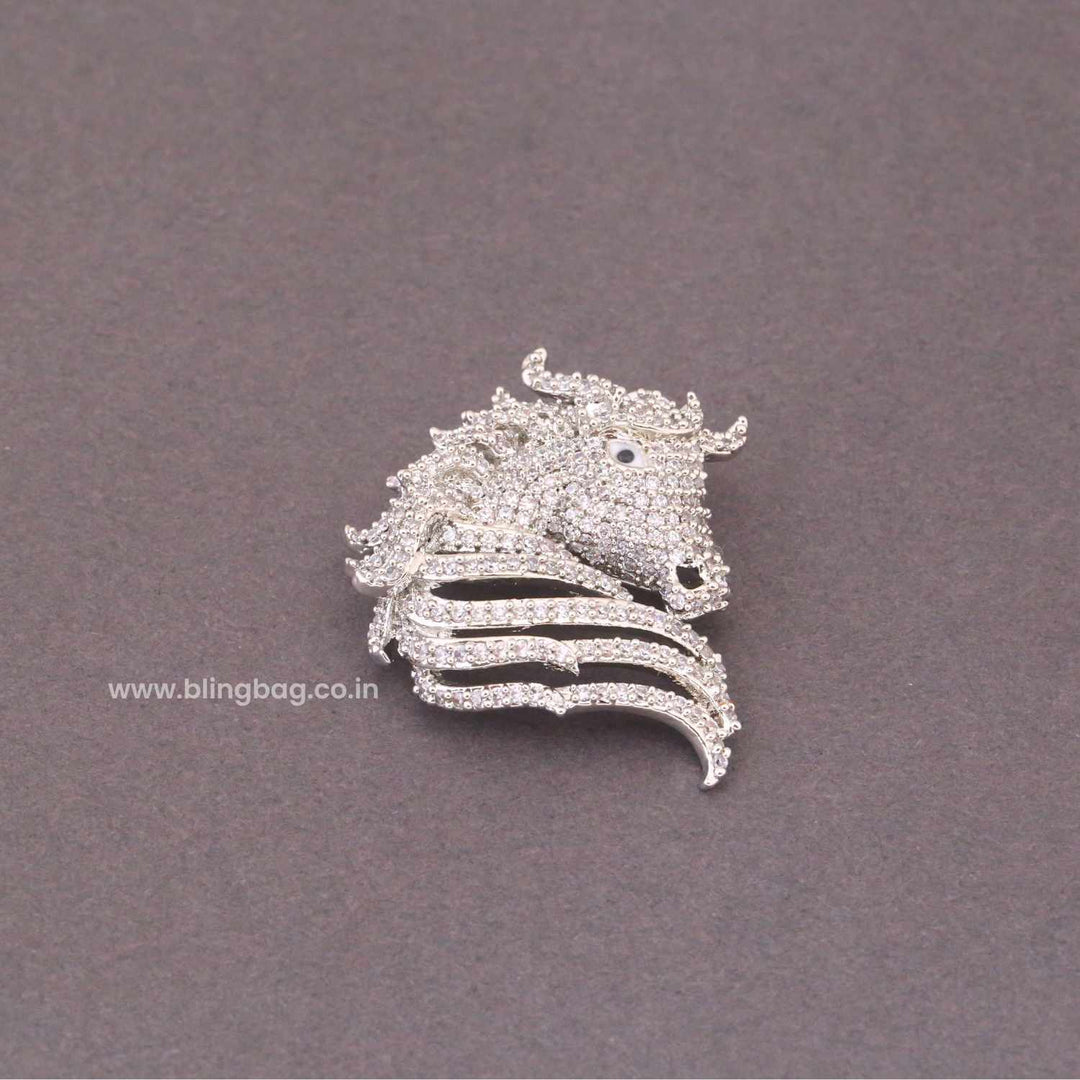 Silver Stallion Horse Brooch