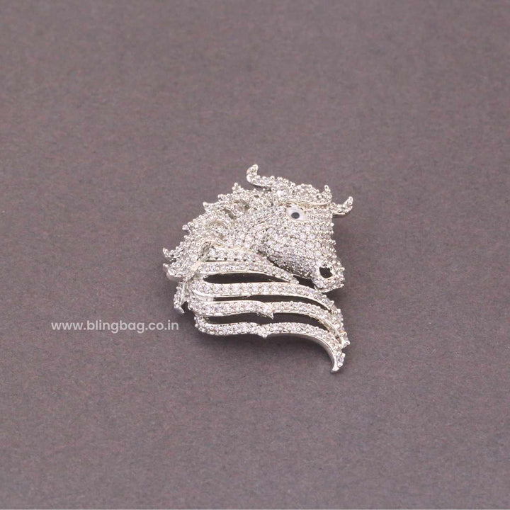Silver Stallion Horse Brooch
