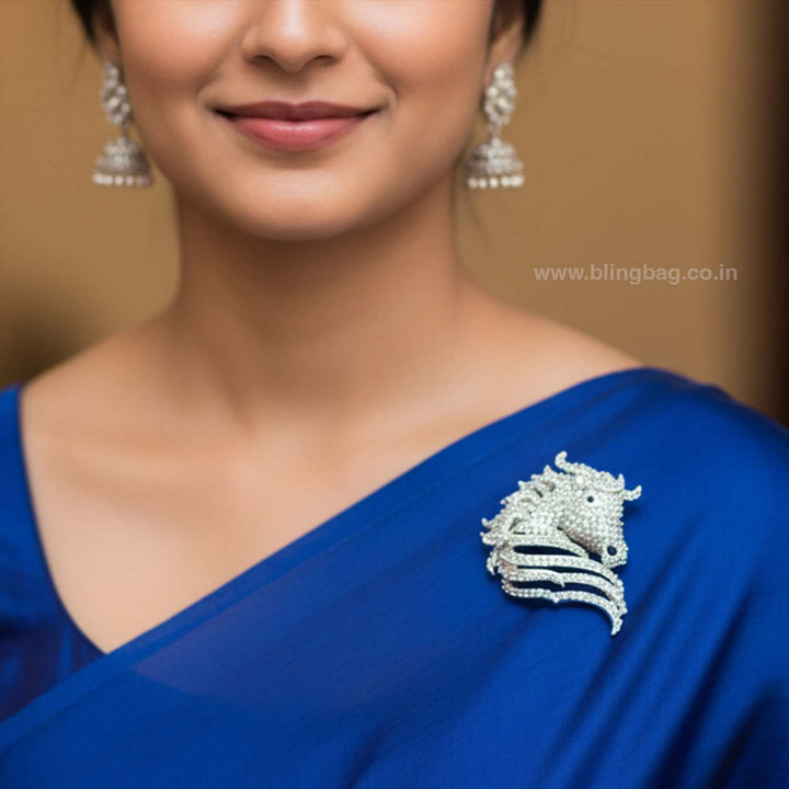 Silver Stallion Horse Brooch