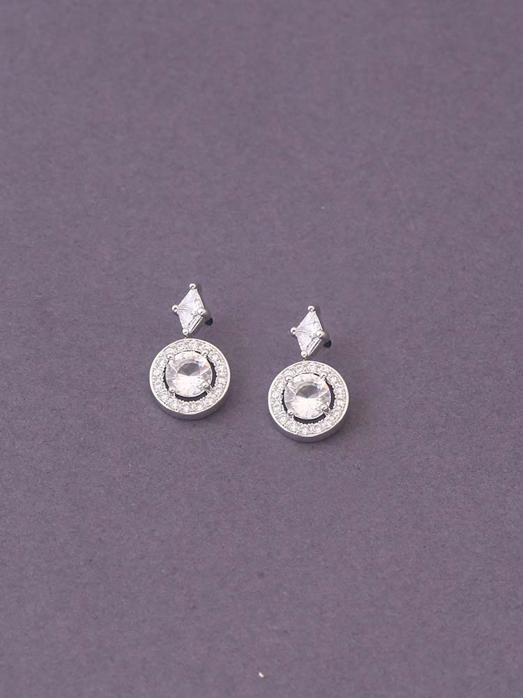 Silver Tone Zirconia Danglers