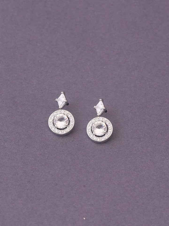 Silver Tone Zirconia Danglers