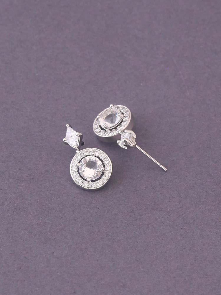 Silver Tone Zirconia Danglers