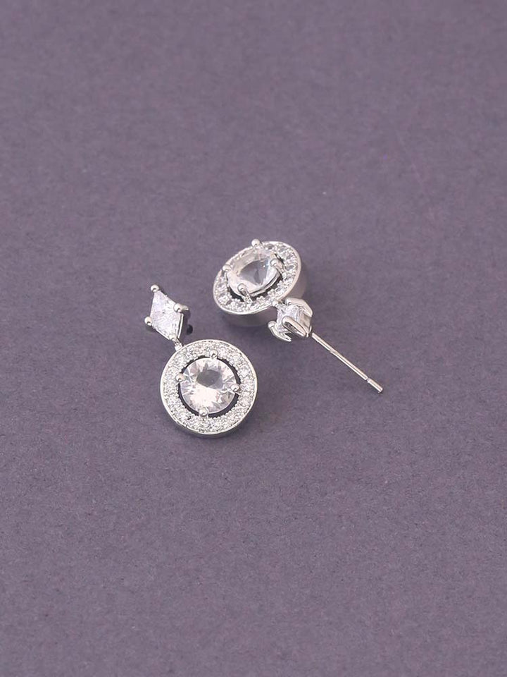 Silver Tone Zirconia Danglers