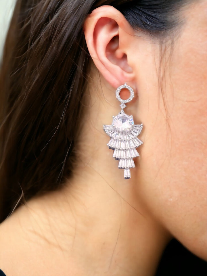 Silver Tora Zirconia Danglers