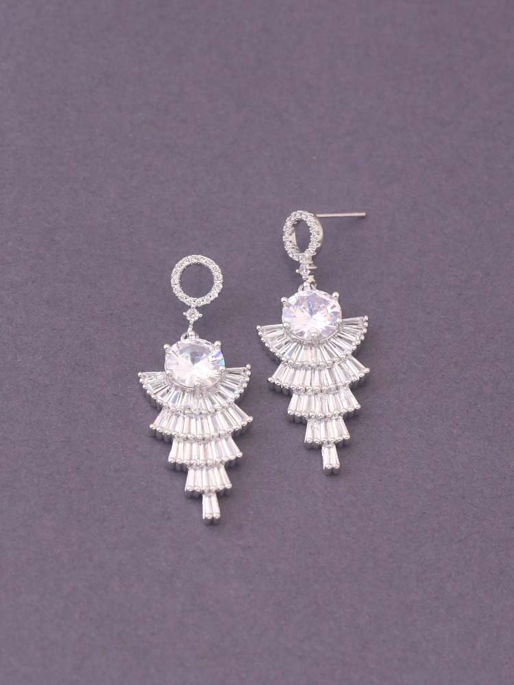 Silver Tora Zirconia Danglers