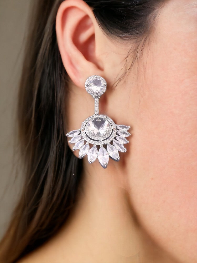 Silver Torhild Zirconia Danglers