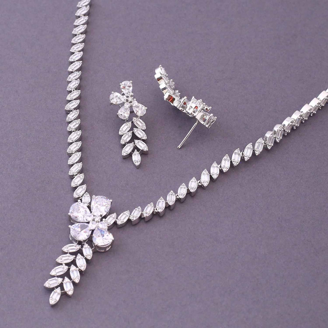 Silver Ulziya Zirconia Jewellery Set