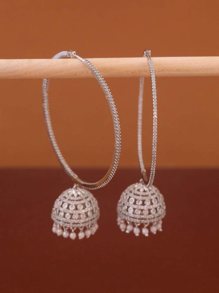 Silver Vincenza Zirconia Jhumkis