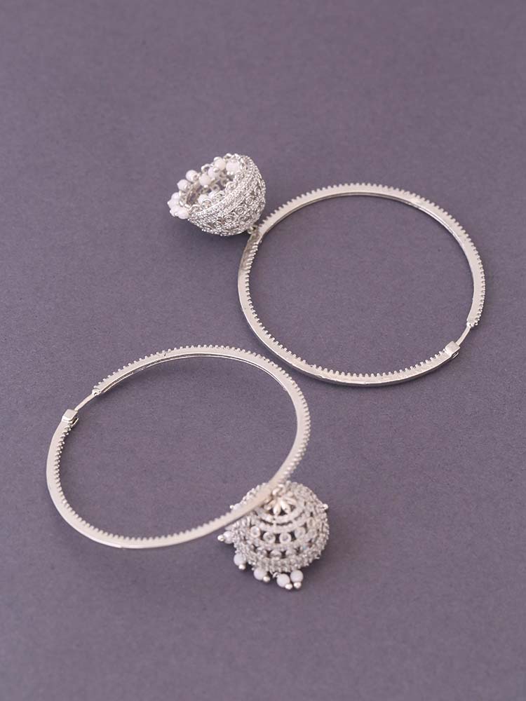 Silver Vincenza Zirconia Jhumkis