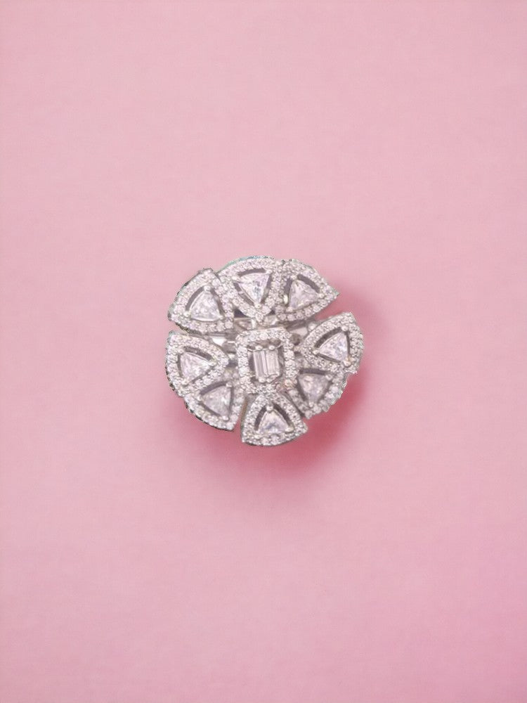 Silver Yanet Adjustable Zirconia Ring