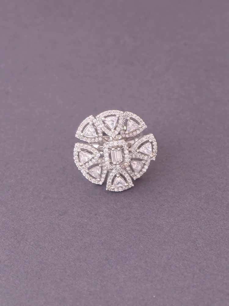 Silver Yanet Adjustable Zirconia Ring