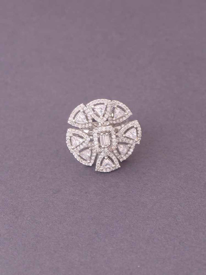 Silver Yanet Adjustable Zirconia Ring