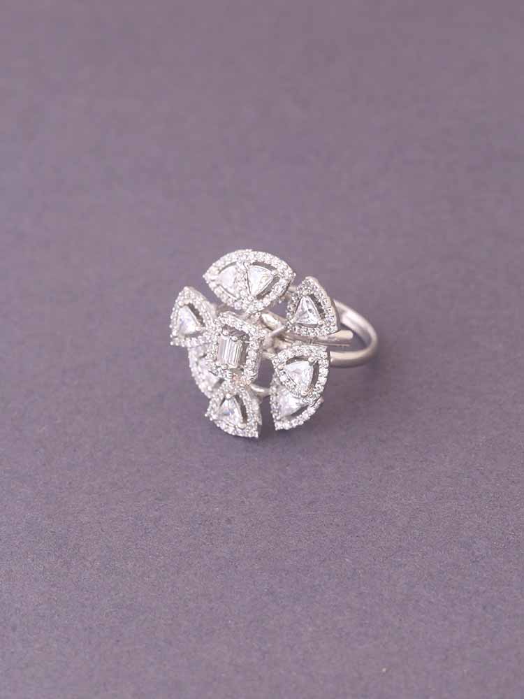 Silver Yanet Adjustable Zirconia Ring