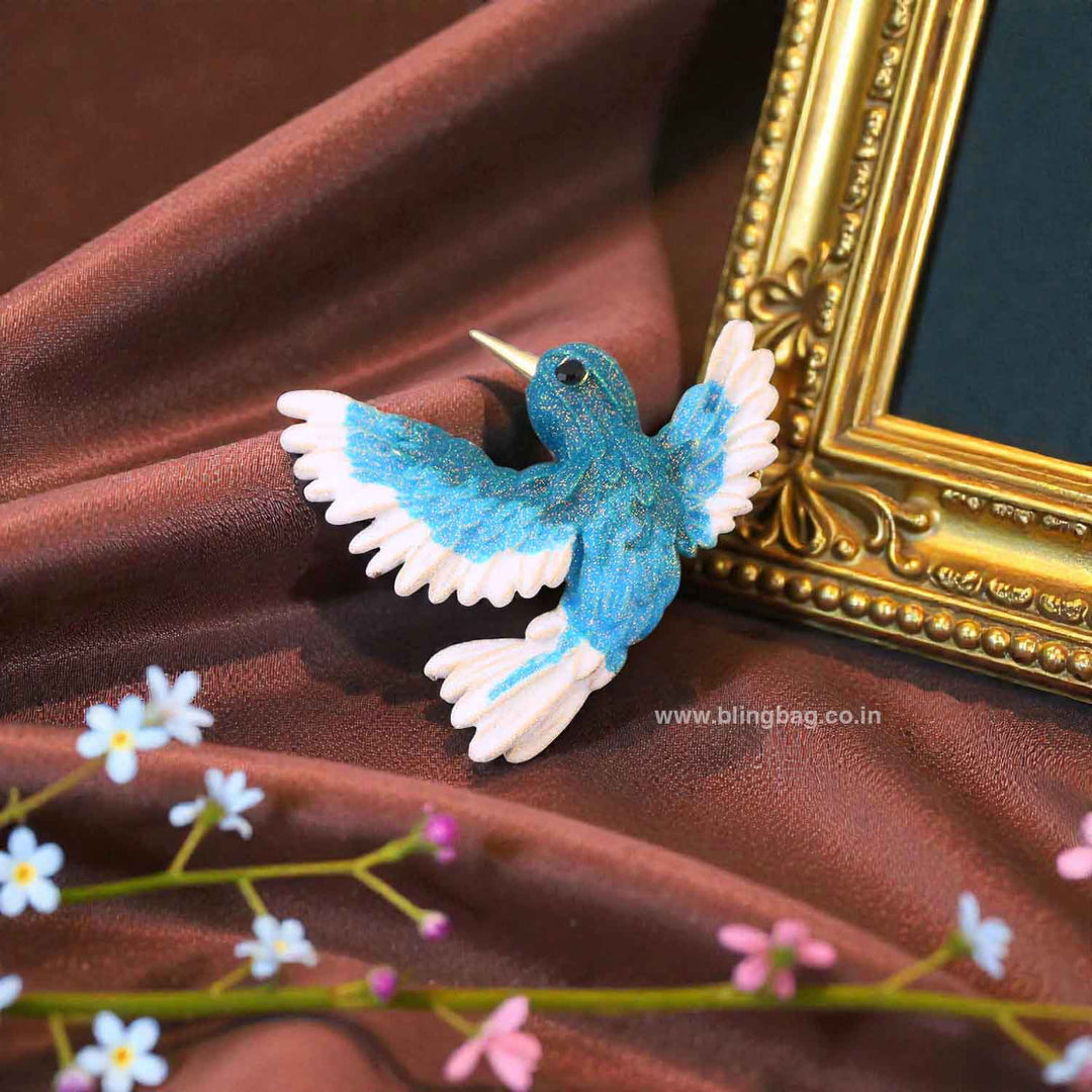 Sky Frosted Wing Brooch