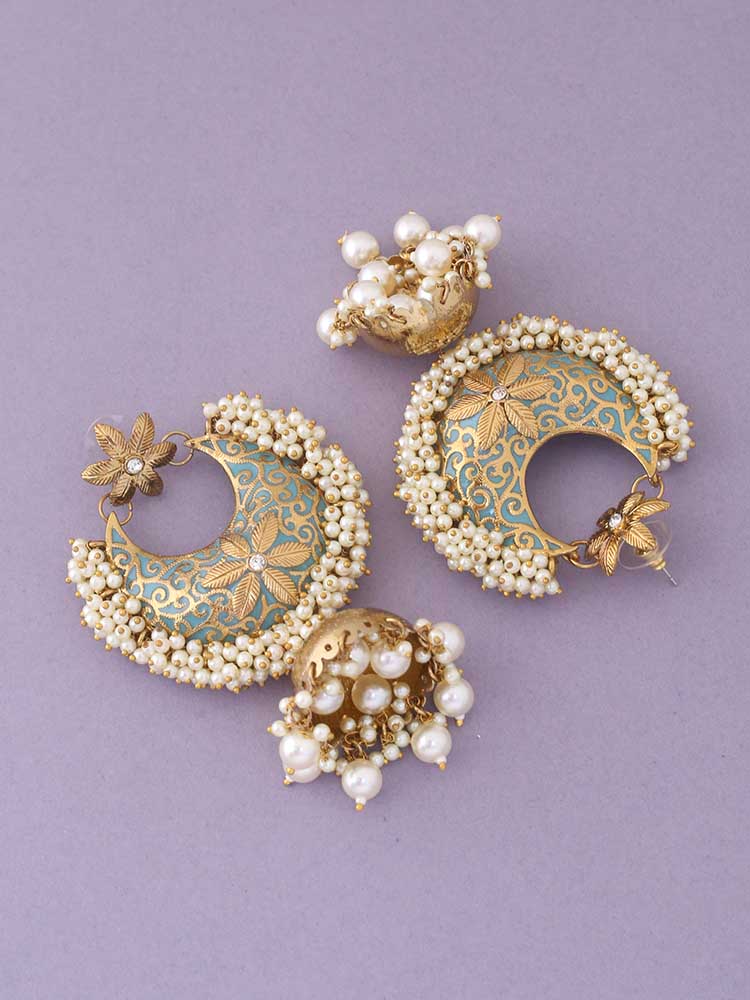 Turquoise Aakriti Ethnic Jhumkis