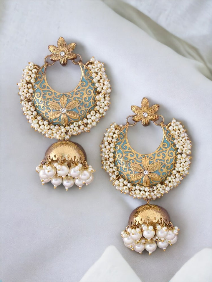 Turquoise Aakriti Ethnic Jhumkis