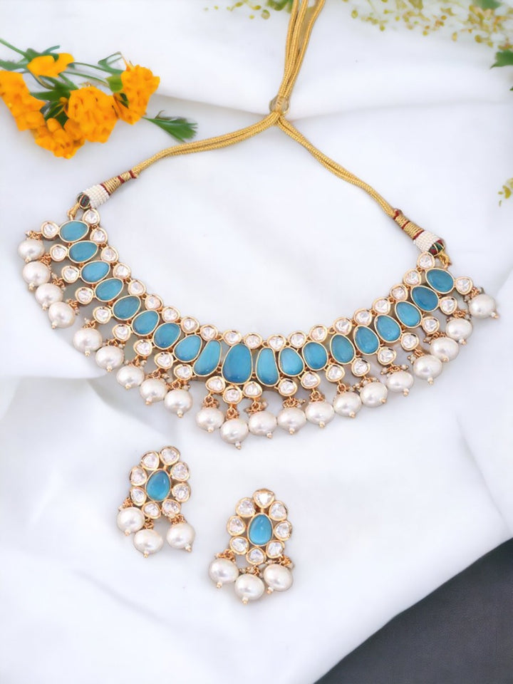 Turquoise Abeer Kundan Jewellery Set