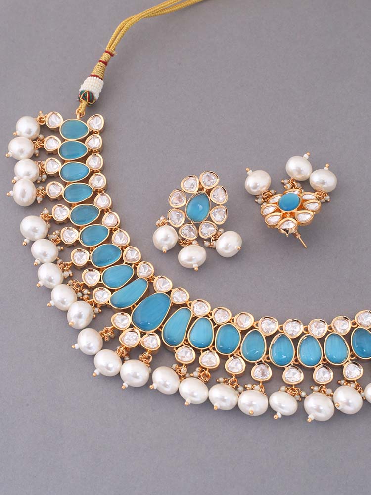 Turquoise Abeer Kundan Jewellery Set