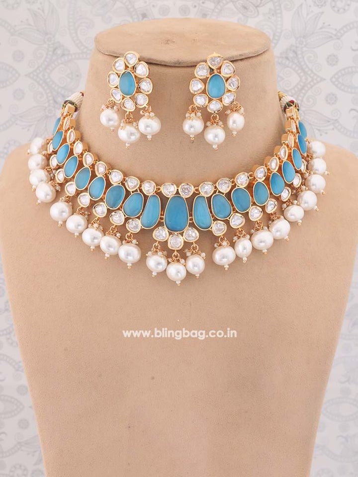 Turquoise Abeer Kundan Jewellery Set