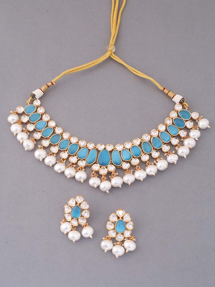 Turquoise Abeer Kundan Jewellery Set