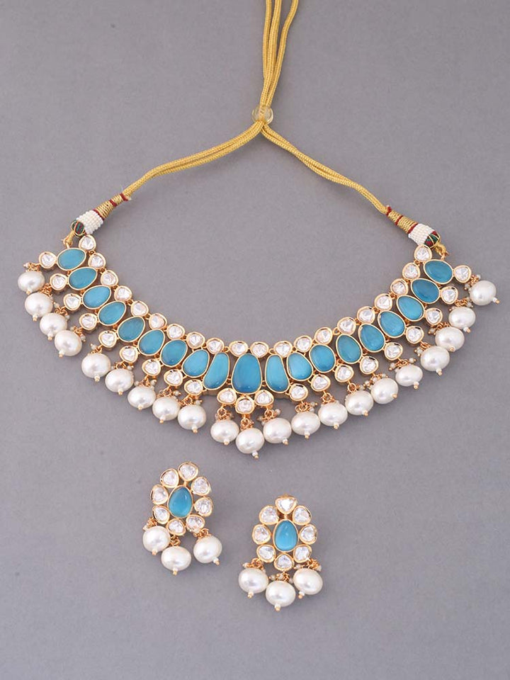 Turquoise Abeer Kundan Jewellery Set