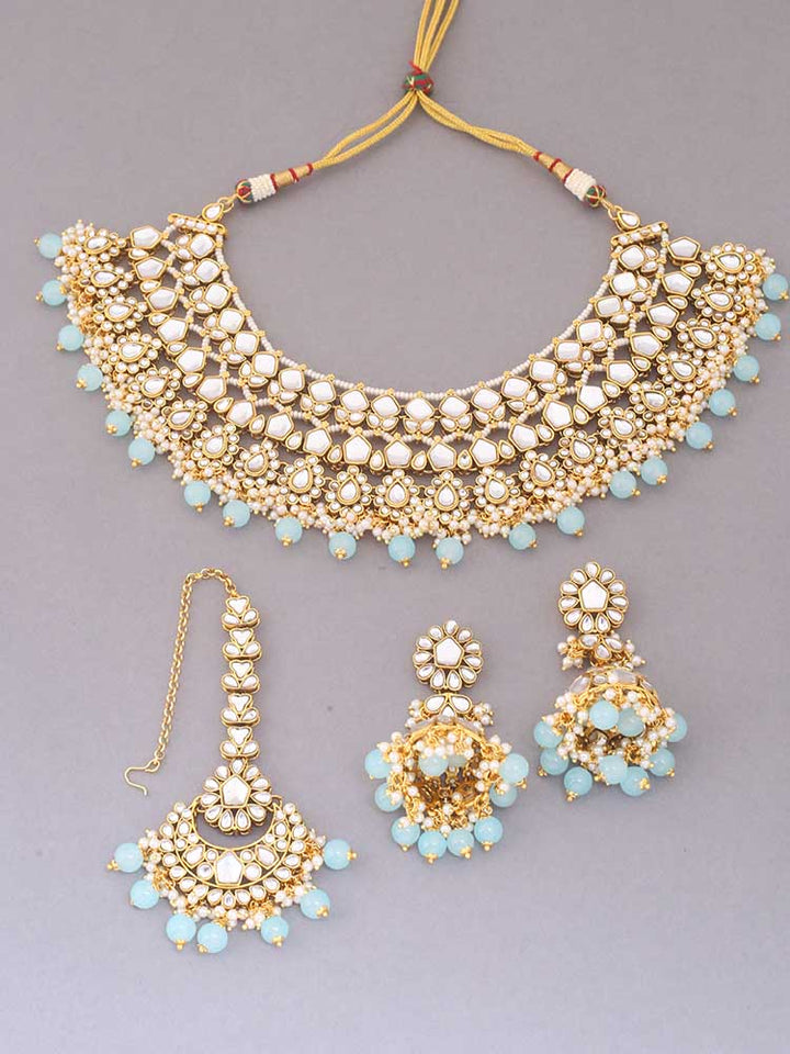 Turquoise Abhaya Kundan Jewellery Set