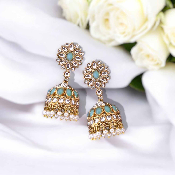 Turquoise Ahati Jhumkis