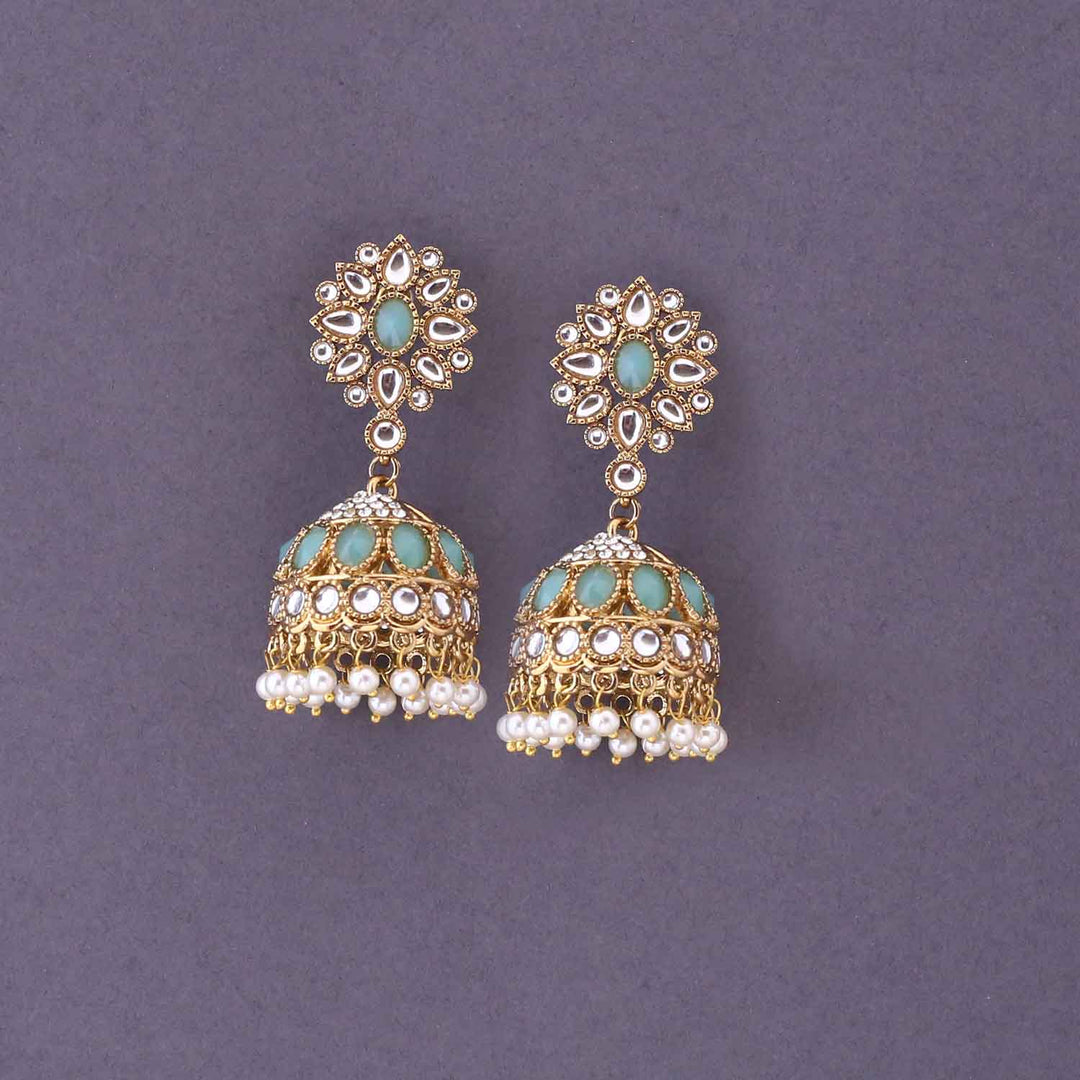 Turquoise Ahati Jhumkis