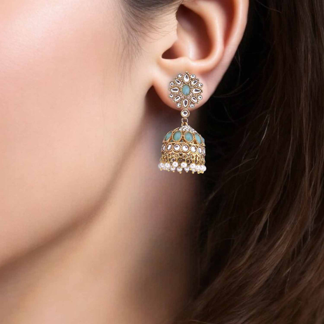 Turquoise Ahati Jhumkis
