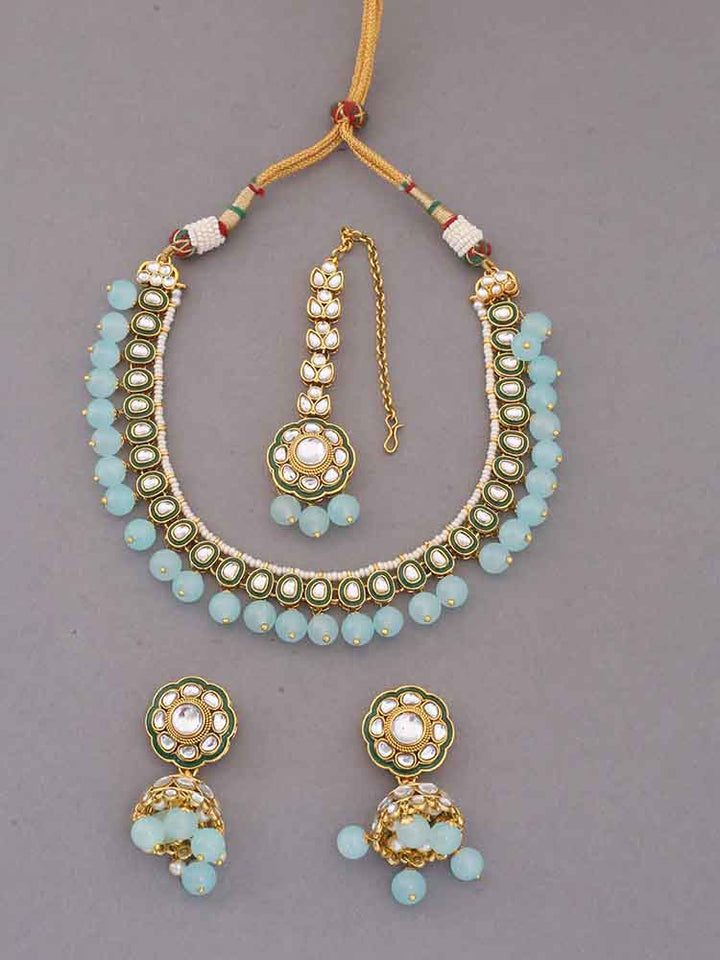 Turquoise Amala Kundan Jewellery Set