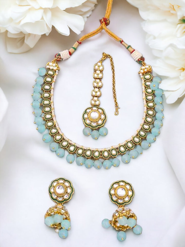 Turquoise Amala Kundan Jewellery Set