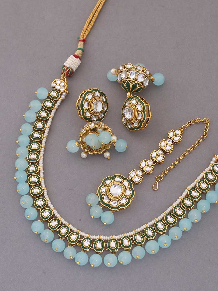 Turquoise Amala Kundan Jewellery Set