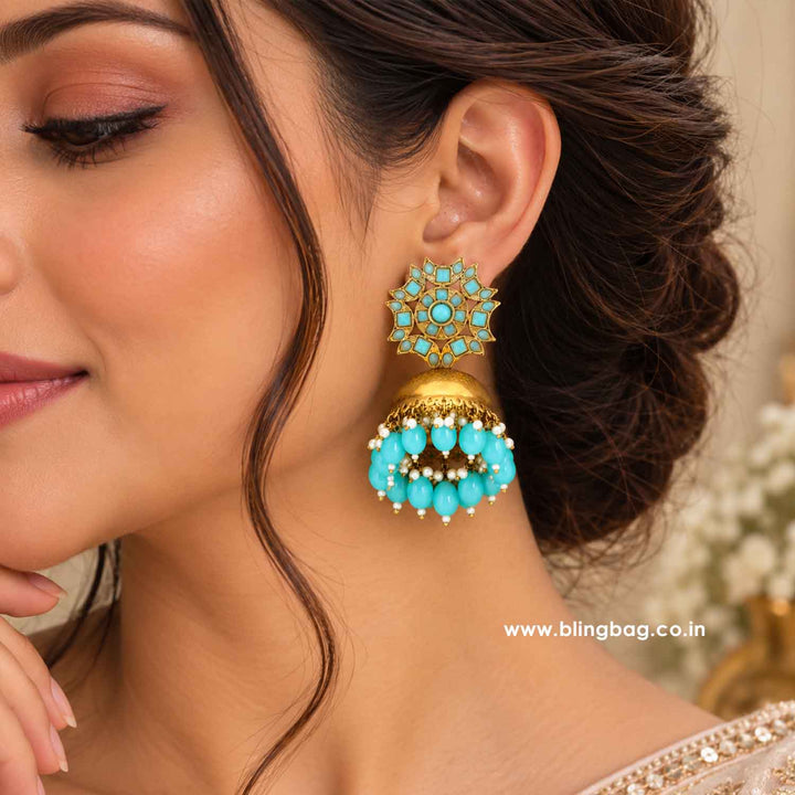 Turquoise Archana Jhumkis