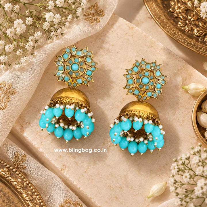 Turquoise Archana Jhumkis