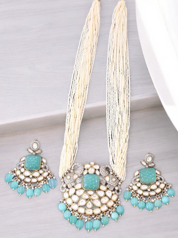 Turquoise Atharvani Kundan Jewellery Set