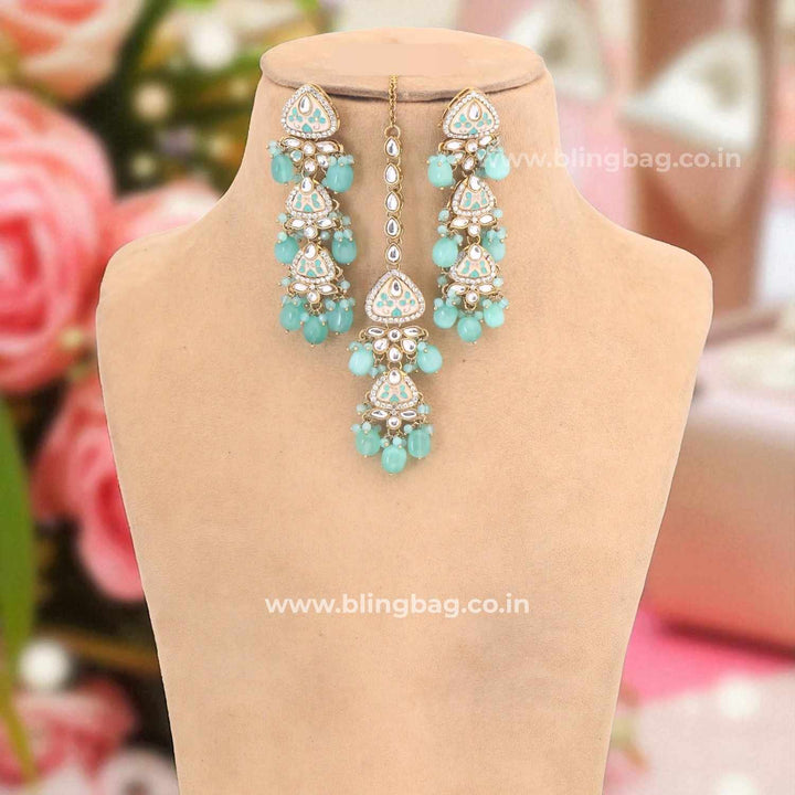 Turquoise Ayshana Kundan Jewellery Set