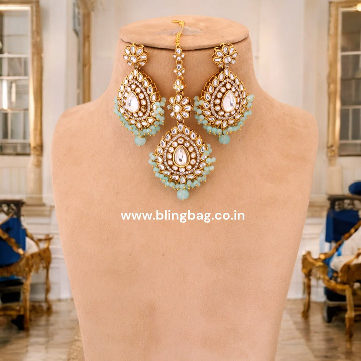 Turquoise Bhavya Kundan Jewellery Set