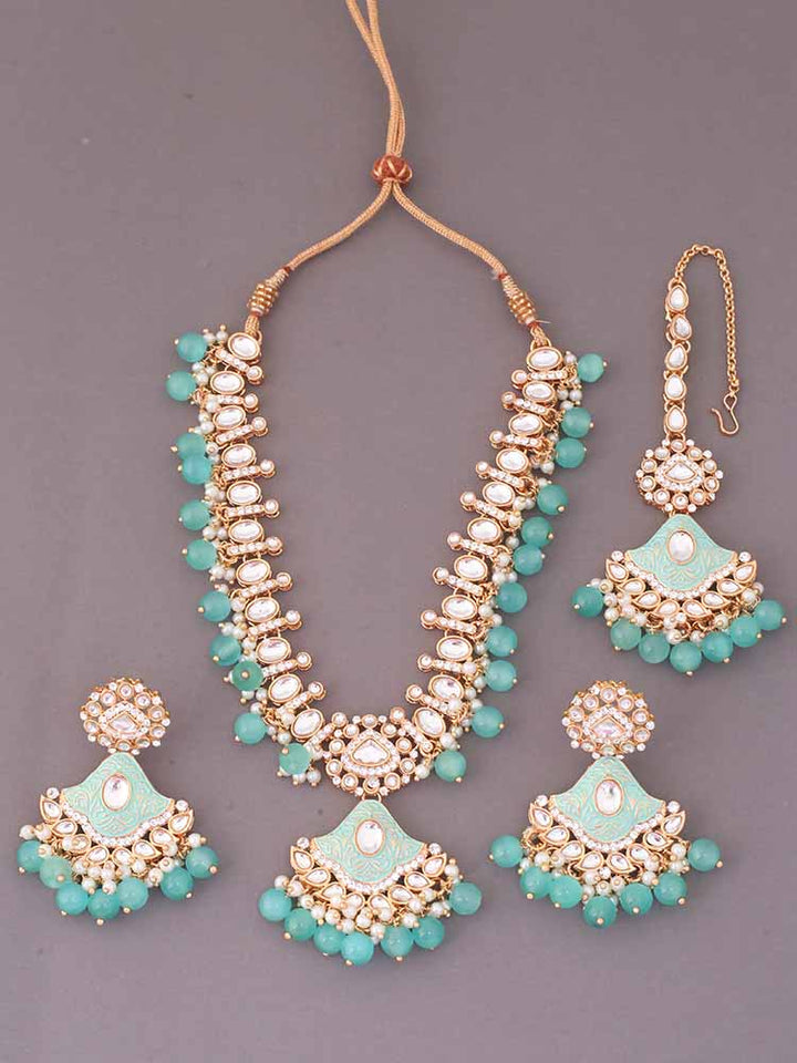 Turquoise Cheshta Kundan Jewellery Set