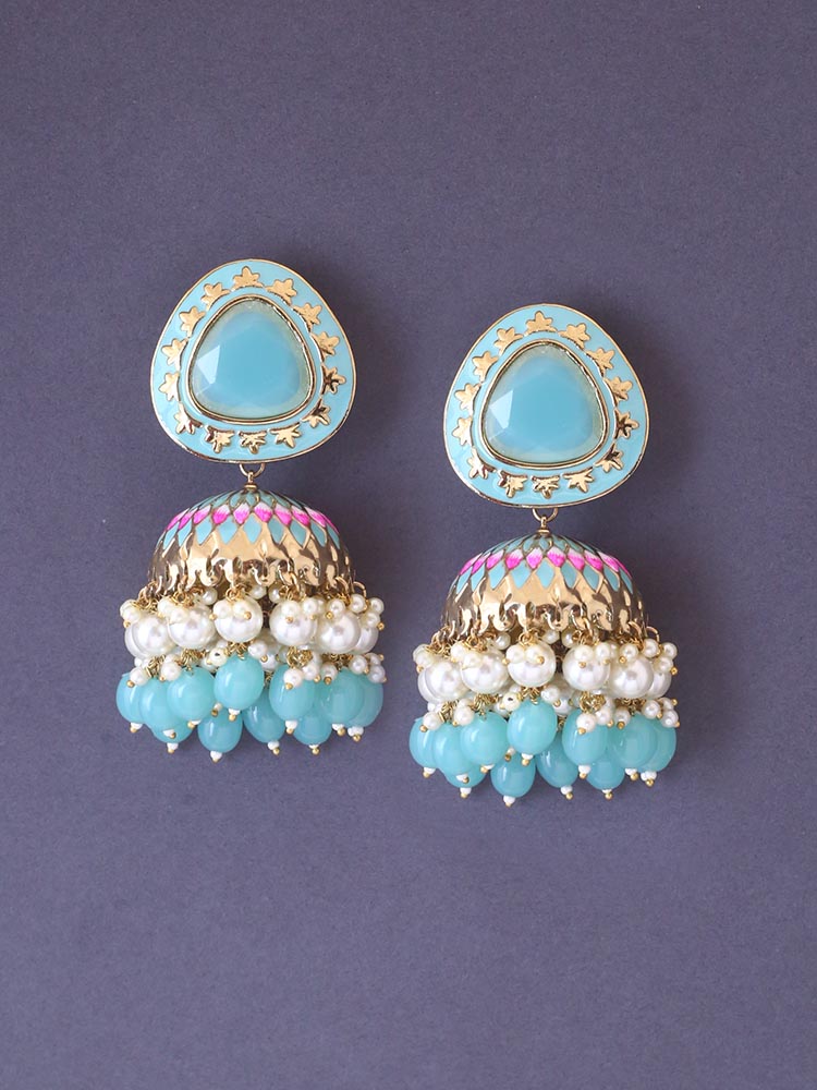 Turquoise Chetaki Jhumkis