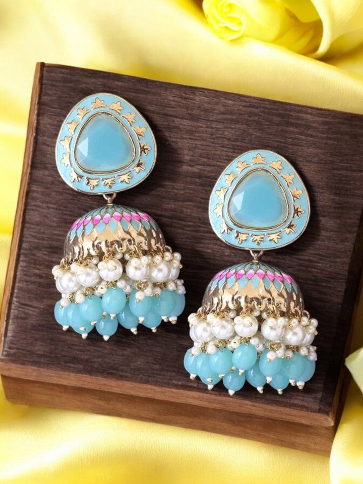 Turquoise Chetaki Jhumkis