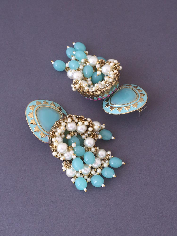 Turquoise Chetaki Jhumkis