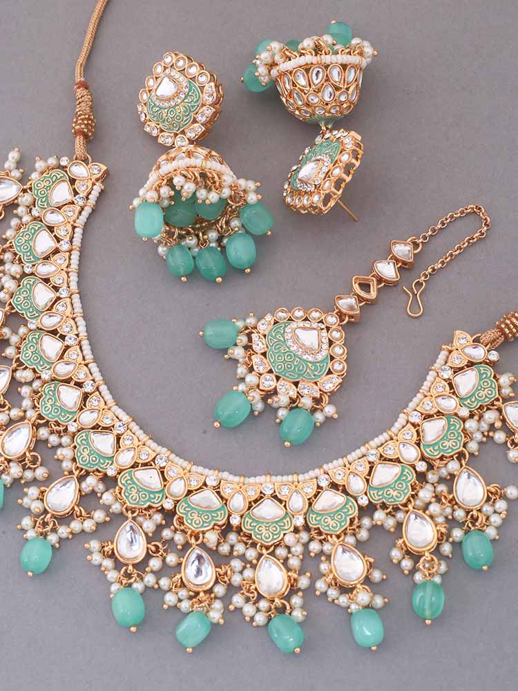 Turquoise Dhamini Jewellery Set